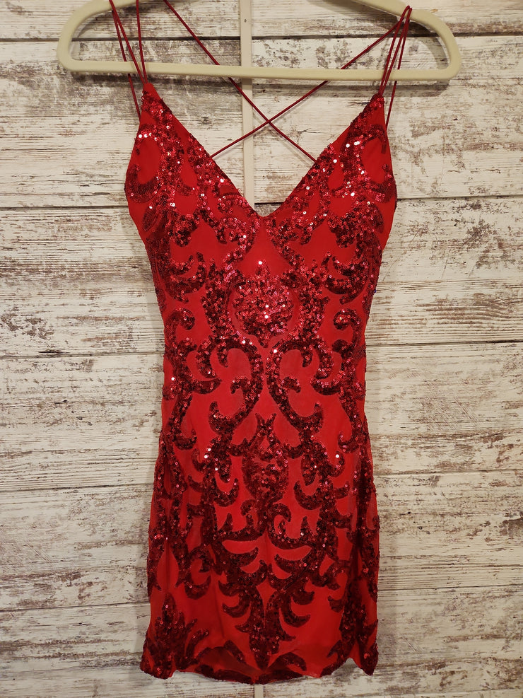 RED SPARKLY SHORT DRESS