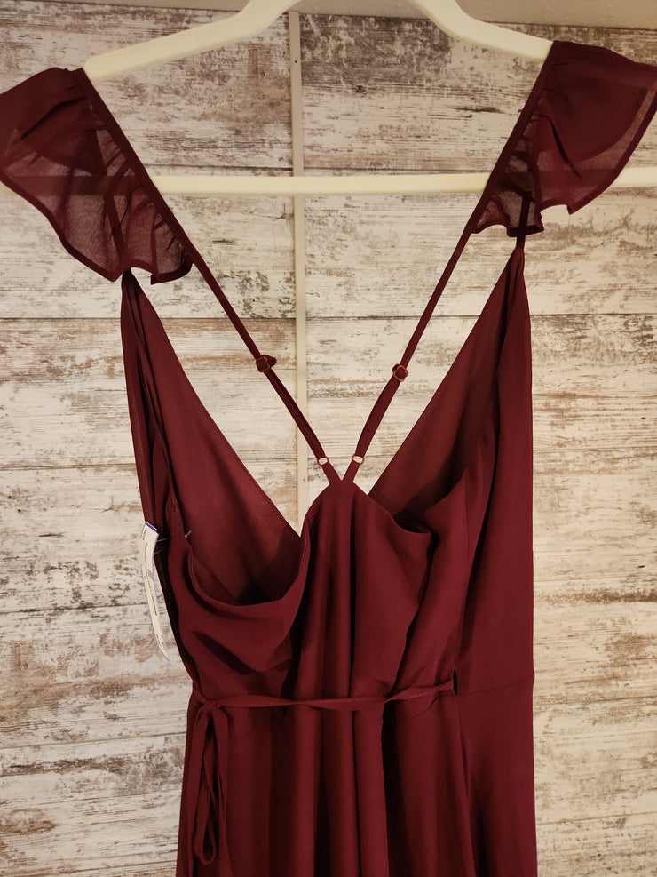 BURGUNDY LONG EVENING GOWN