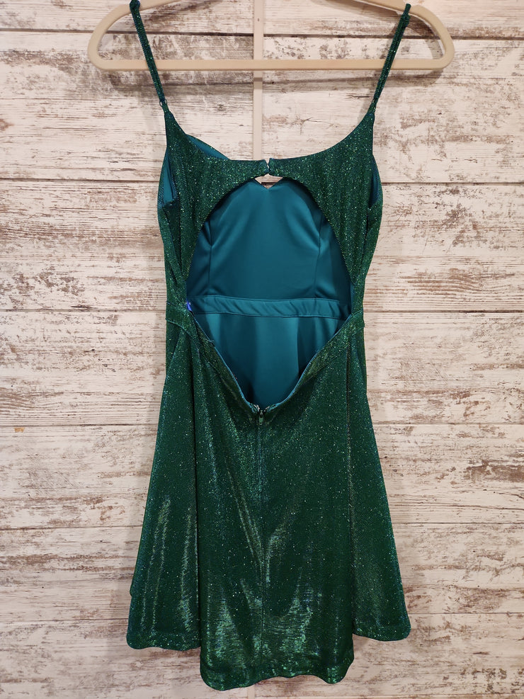GREEN SPARKLY SHORT DRESS