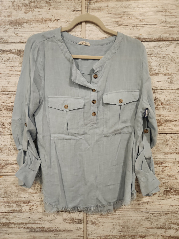 BLUE LONG SLEEVE TOP