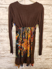 BROWN/COLORFUL SHORT DRESS-NEW