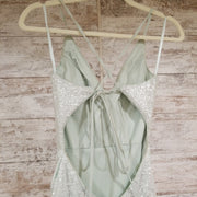 GREEN LONG EVENING GOWN