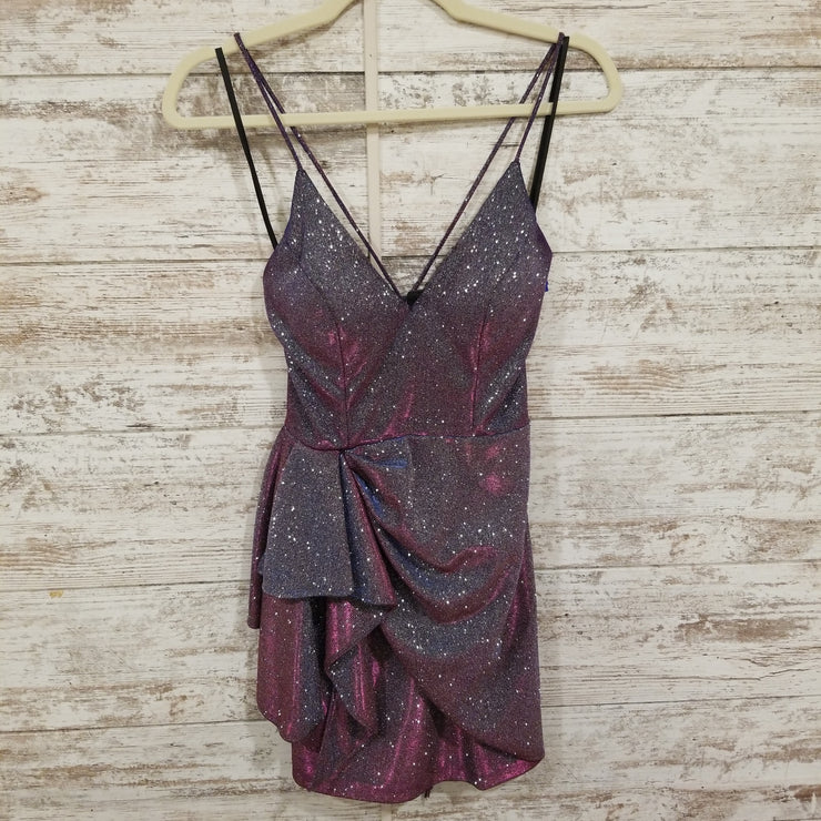 PURPLE SPARKLY SHORT DRESS