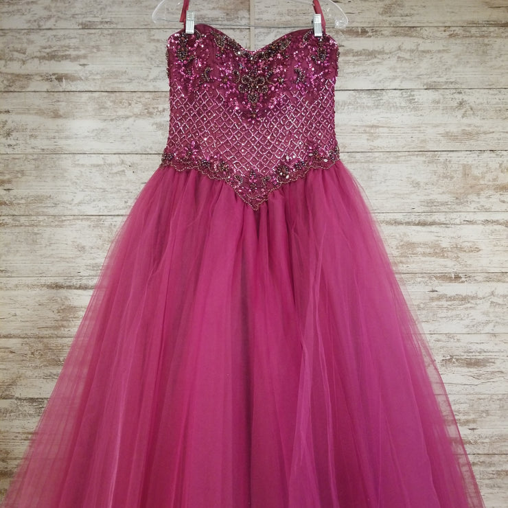 BURGUNDY SPARKLY PRINCESS GOWN