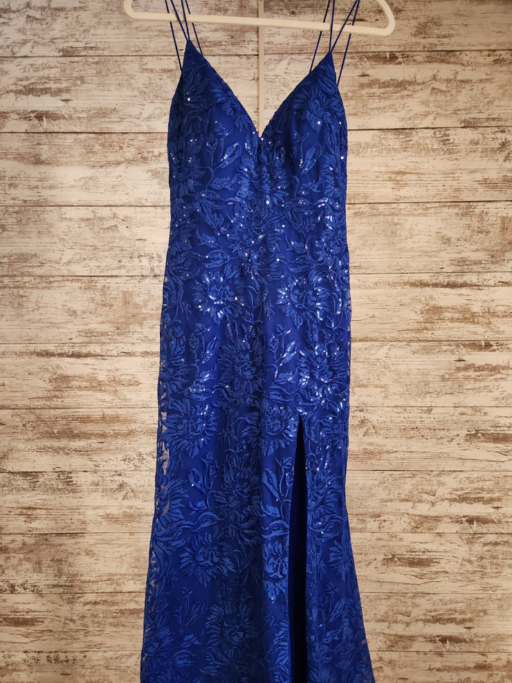 ROYAL BLUE FLORAL LONG DRESS