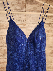 ROYAL BLUE FLORAL LONG DRESS