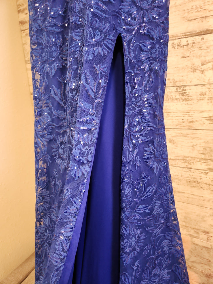 ROYAL BLUE FLORAL LONG DRESS