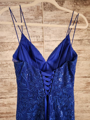 ROYAL BLUE FLORAL LONG DRESS