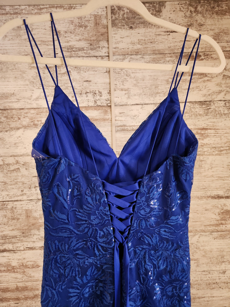 ROYAL BLUE FLORAL LONG DRESS