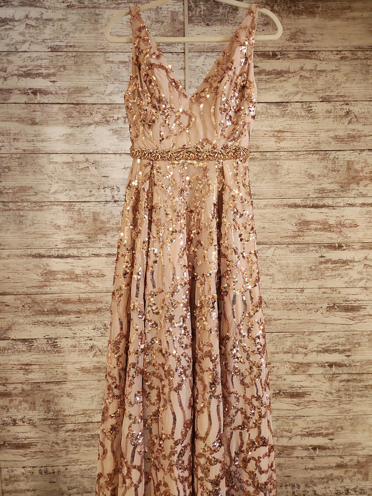 GOLD SPARKLY A LINE GOWN