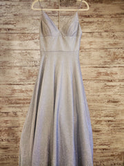 SILVER SPARKLY A LINE GOWN