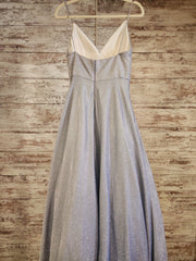 SILVER SPARKLY A LINE GOWN