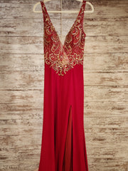 RED BEADED TOP LONG DRESS