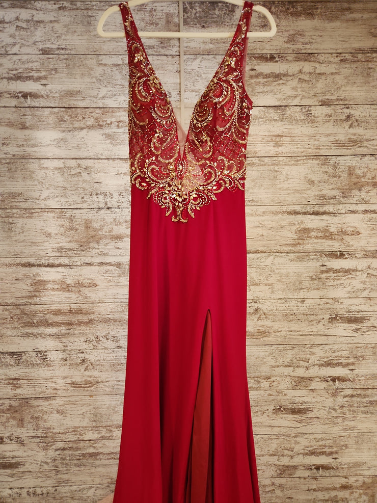 RED BEADED TOP LONG DRESS