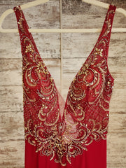 RED BEADED TOP LONG DRESS