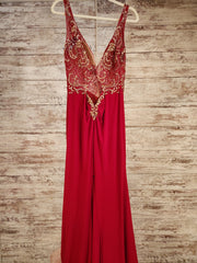 RED BEADED TOP LONG DRESS