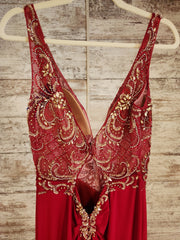 RED BEADED TOP LONG DRESS