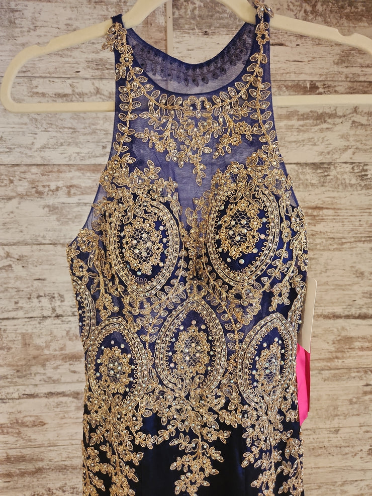 ROYAL BLUE/GOLD MERMAID GOWN