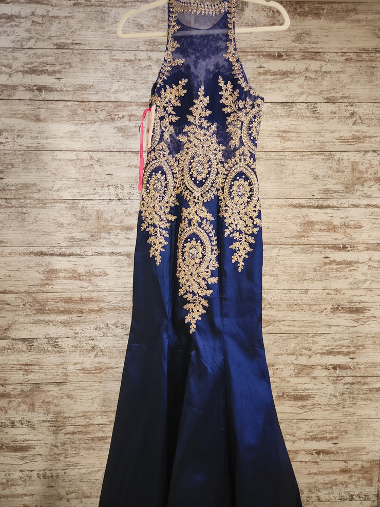 ROYAL BLUE/GOLD MERMAID GOWN