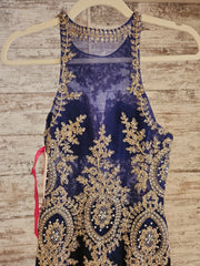 ROYAL BLUE/GOLD MERMAID GOWN