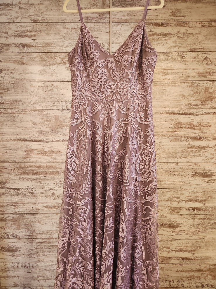 LAVENDER/FLORAL A LINE GOWN