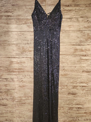 BLUE SEQUIN LONG EVENING GOWN