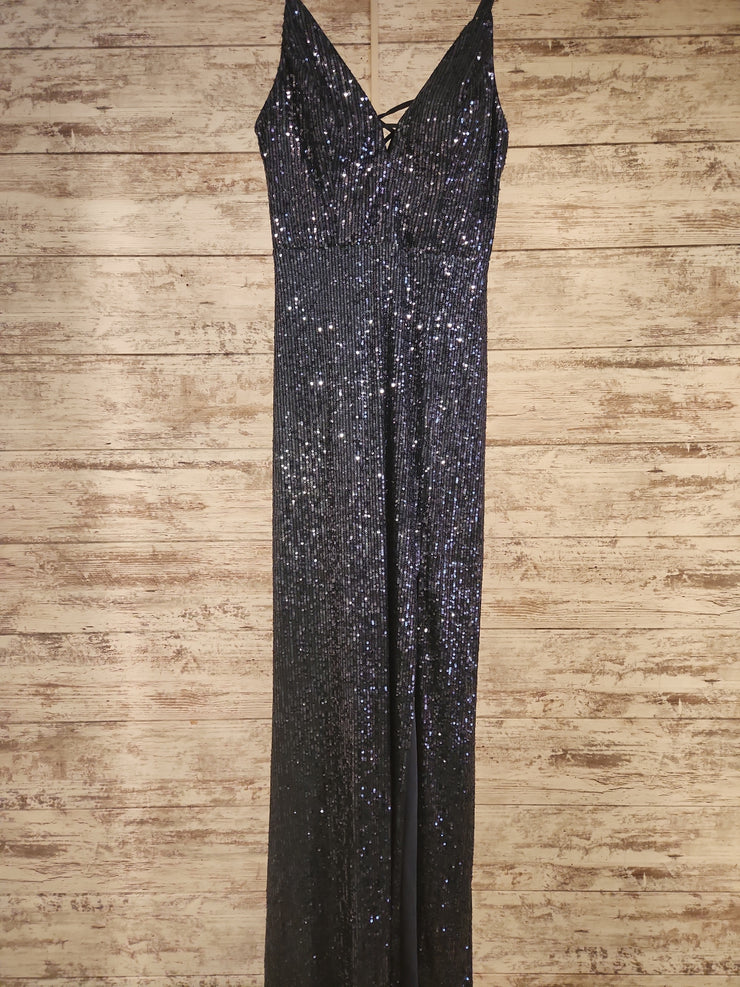 BLUE SEQUIN LONG EVENING GOWN