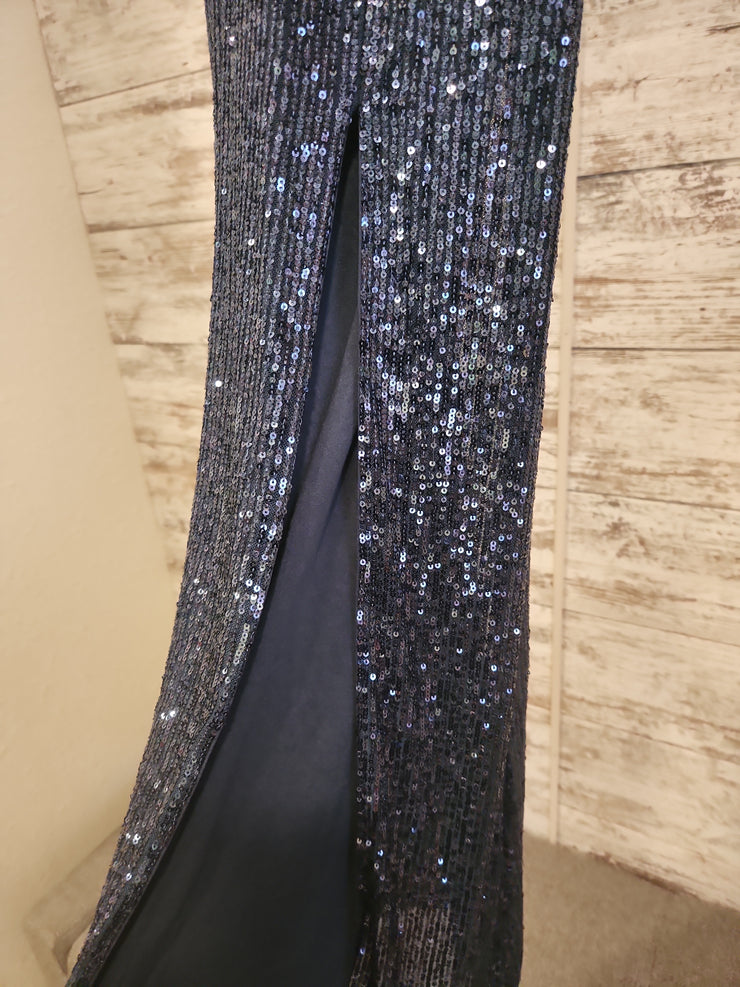 BLUE SEQUIN LONG EVENING GOWN