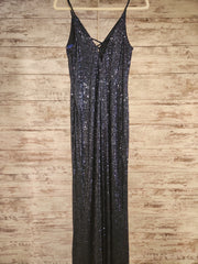 BLUE SEQUIN LONG EVENING GOWN