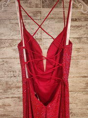 RED SPARKLY LONG EVENING GOWN