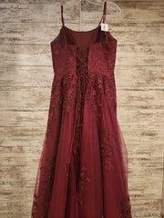 BURGUNDY/LACE A LINE GOWN-NEW