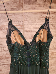 GREEN LONG EVENING GOWN