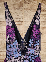 PURPLE/FLORAL A LINE GOWN