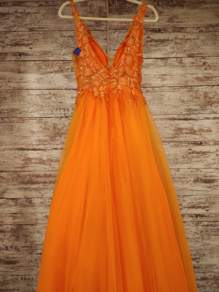 ORANGE/FLORAL A LINE GOWN