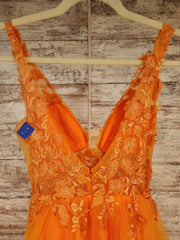 ORANGE/FLORAL A LINE GOWN