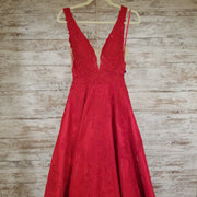 RED/FLORAL A LINE GOWN