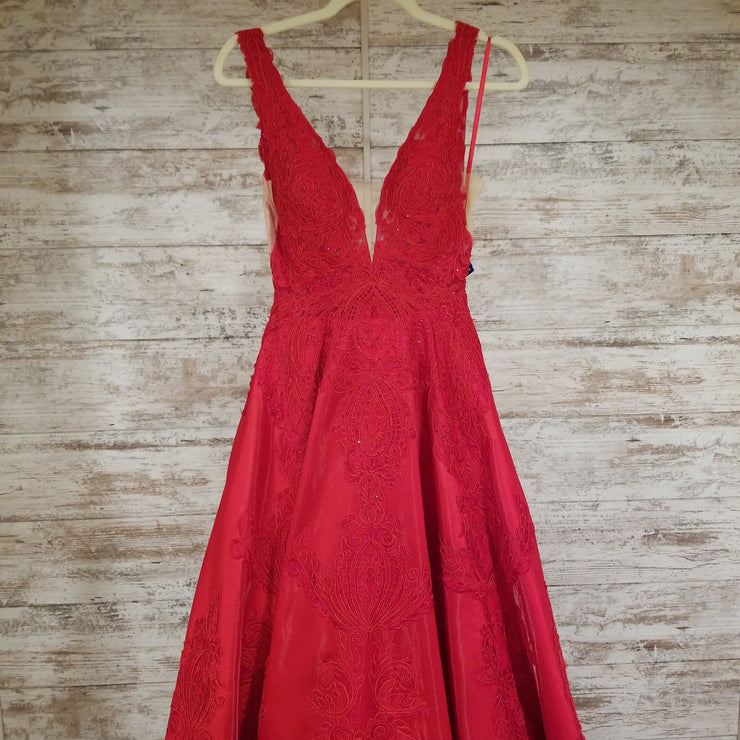 RED/FLORAL A LINE GOWN