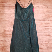 TEAL SPARKLY A LINE GOWN