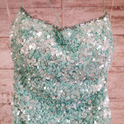 GREEN FULL SEQUIN LONG DRESS