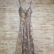 GRAY/GOLD A LINE GOWN