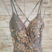 GRAY/GOLD A LINE GOWN