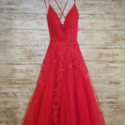 RED/FLORAL A LINE GOWN