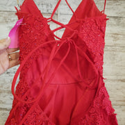 RED/FLORAL A LINE GOWN