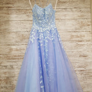 BLUE SPARKLY A LINE GOWN