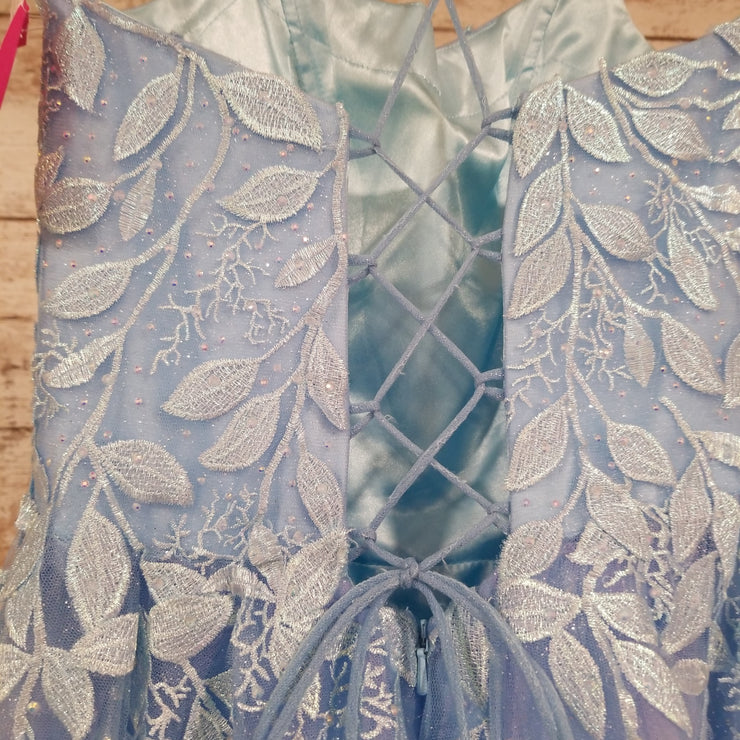 BLUE SPARKLY A LINE GOWN