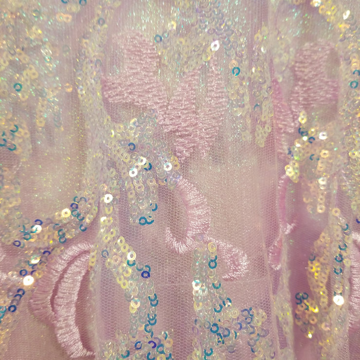 PINK/FLORAL SPARKLY A LINE GOWN