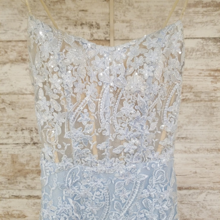 BLUE SPARKLY LONG MERMAID GOWN