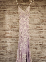 PURPLE/WHITE LONG EVENING GOWN