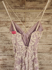 PURPLE/WHITE LONG EVENING GOWN