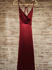 BURGUNDY LONG EVENING GOWN